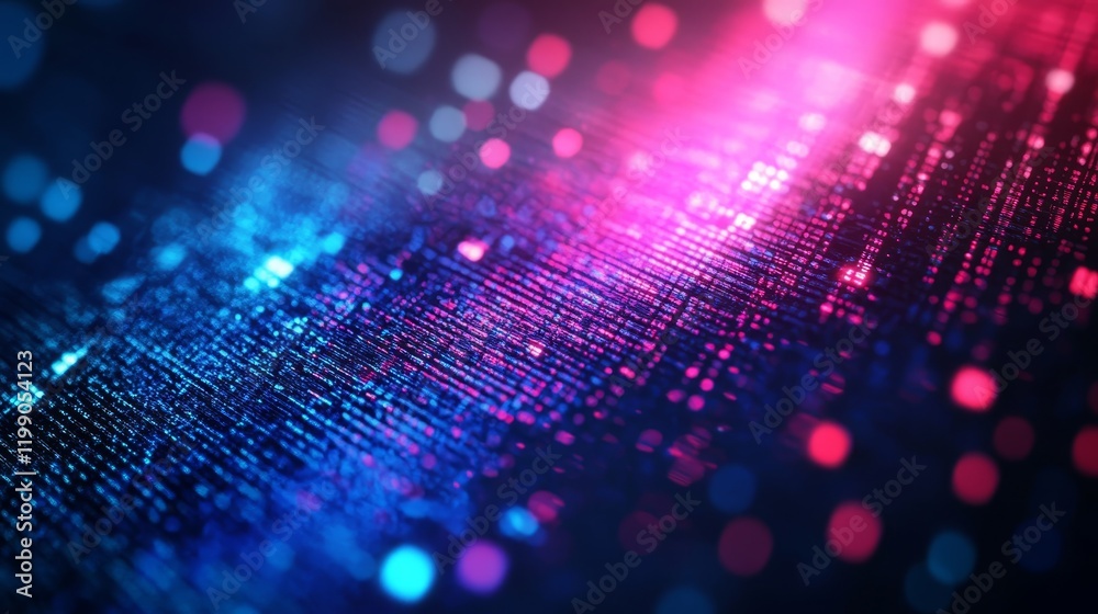 Fototapete abstract digital background with glowing lines and bokeh.
