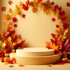 Fall Foliage Fantasia Plastic Circular Podium in Dreamy Autumn Surroundings