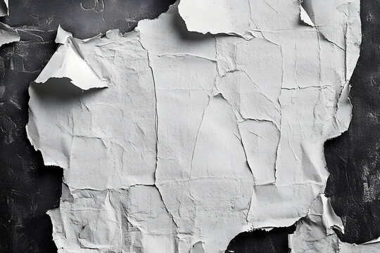Old ripped torn blank black and white posters textures backgrounds grunge creased crumpled paper vintage collage placards empty space text