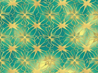 Fototapeta premium Abstract Gold Teal Floral Pattern Design