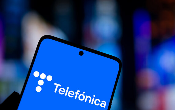 Dhaka, Bangladesh- 3 Dec 2024: Telefonica logo is displayed on smartphone.
