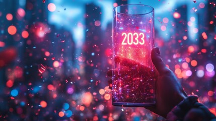 2033 Countdown Futuristic Celebration. Generative AI