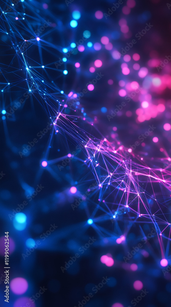 Fototapete Abstract background showing a complex network of glowing lines and dots, creating a futuristic and technological feel