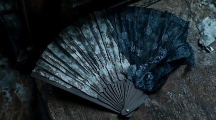 A serene scene of a Chinese fan decorated with cranes and clouds, symbolizing good fortune and longevity