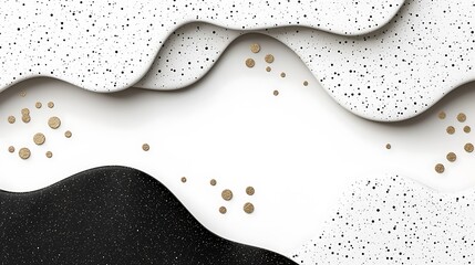 Abstract black, white, gold wave design, minimal background, for presentation