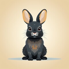 Obraz premium Minimalist Rabbit Art in Flat Style with Dark Colors