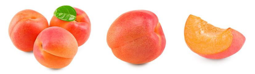cut of apricot fruit isolated on white background. clipping path