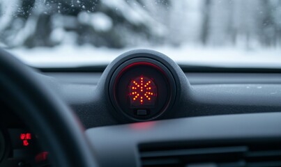 dashboard of car displays freeze warning indicator, alerting driver to potential icy conditions. This essential feature enhances safety during winter driving