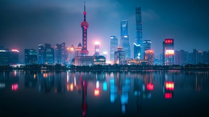 A celebratory fireworks display lighting up a Chinese city skyline during the New Year festival, with reflections on a nearby river,
