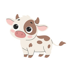 Cute cartoon cow. Vector illustration isolated on a white background. Farm animals