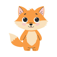 Obraz premium Cute forest fox. Children's illustration on white background. Vector illustration isolated on a white background.