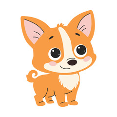 Cute cartoon dog. Cute Welsh Corgi puppy. Vector illustration isolated on a white background.