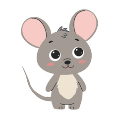 Cute cartoon mouse. Isolated on white background. Vector illustration.