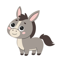 Cute little donkey. Cute Farm Animals  Vector illustration of a cute little donkey.