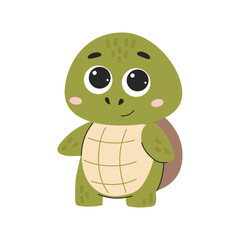Cute baby turtle character vector Illustration isolated on a white background.