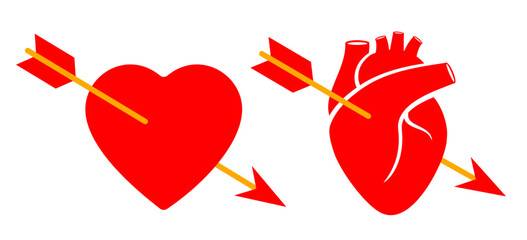 Heart with arrow love symbols