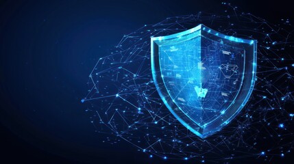 Digital shield representing cybersecurity and data protection.