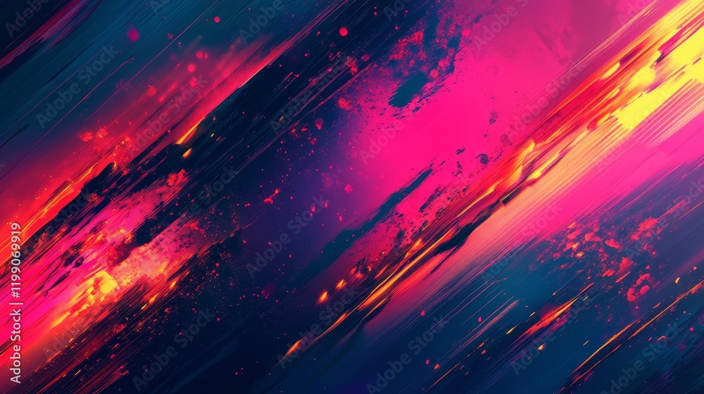 Aufkleber dynamic abstract background with vibrant neon streaks and dark hues.
