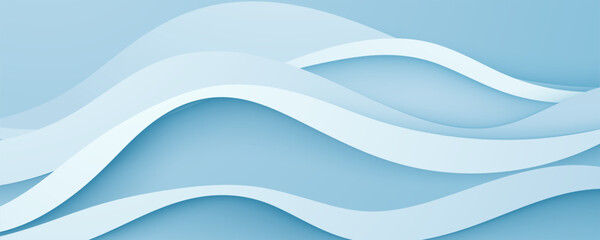 Soft blue wavy papercut background dimension layers design vector
