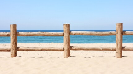 Fototapeta premium Wooden fence on sandy beach