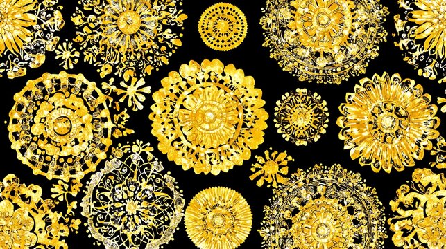 A decorative circular design showcasing the Chinese character for prosperity, framed by ornate patterns and glowing softly