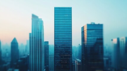 Fototapeta premium Economic Forecast concept. Captivating Skyline of a Thriving Financial District with Towering Skyscrapers and Vibrant Lights
