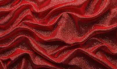 Decorative red glittering sequins on red cloth textile texture fashion background