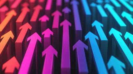 Naklejka premium Economic Forecast concept. Dynamic 3D Chart with Rising and Falling Arrows Showcasing Data and Trends