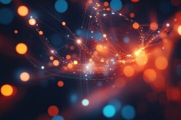 Colorful abstract lights create vibrant energy in a digital space