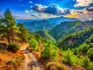 Obraz premium Cyprus Troodos Mountains Atalanti Trail Rule of Thirds Landscape