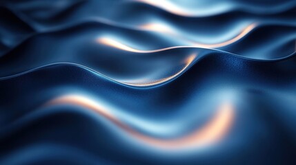 Obraz premium Metallic blue waves with gold highlights flowing background animation