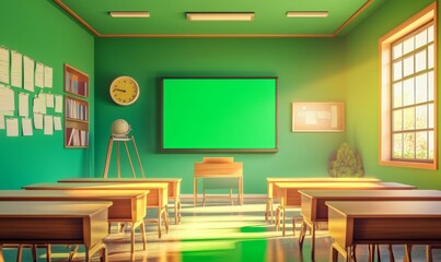 Funky Cartoon Green Screen Classroom for Modern Education