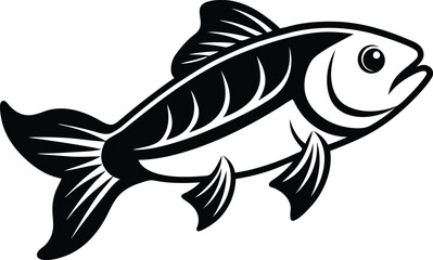 Fish silhouette vector illustration, Cute fish vector, Chinses Fish line art vector