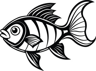 Fish silhouette vector illustration, Cute fish vector, Chinses Fish line art vector