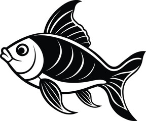 Fish silhouette vector illustration, Cute fish vector, Chinses Fish line art vector