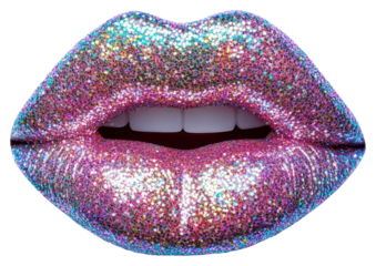 PNG Glitter lips sparkling glamorous colorful.