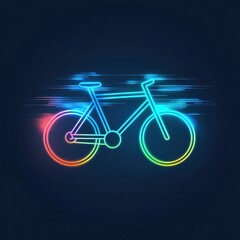 Fototapeta premium Fast Moving Rainbow Neon Bicycle Line Art Illustration Speed Cycling Concept