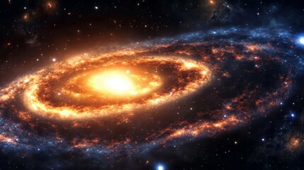 Obraz premium Dazzling Spiral Galaxy Illuminated by Luminous Stars and Mystical Cosmic Swirls in the Vast Universe