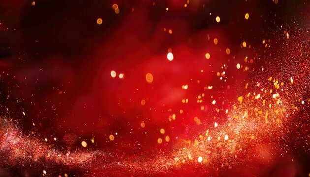 shimmering red festive background with golden glowing sparkles and bright light reflections, ideal for holiday designs, luxury themes, and elegant event invitations

