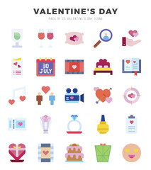 Valentine'S Day. Flat icons Pack. vector illustration.
