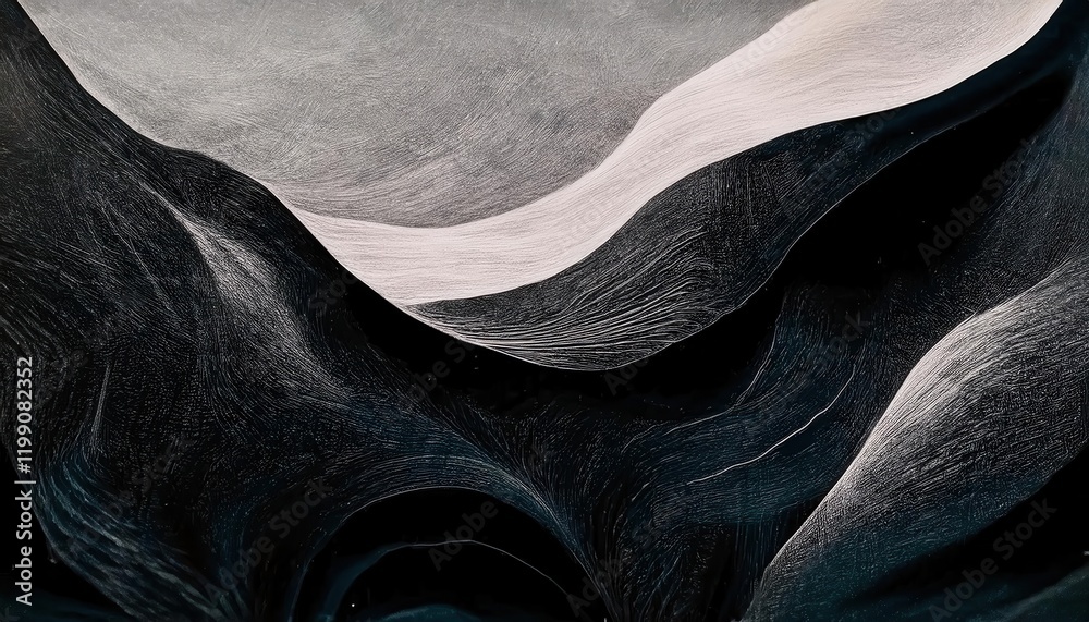 Aufkleber abstract black and white fluid lines resembling geological formations, dynamic organic texture for m