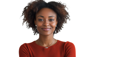 beautiful Africa 40-50s mid aged mature woman isolated on white background. skin care beauty