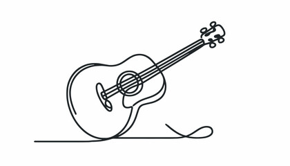 Fototapeta premium Vector Simple one line drawing of acoustic guitar 