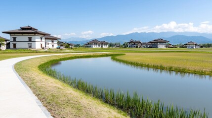 Peaceful Village by the River
