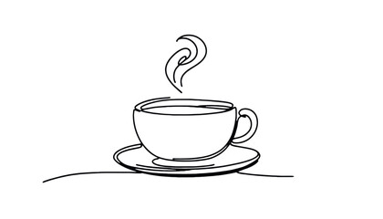 Vector Simple one line drawing  of cup of coffee