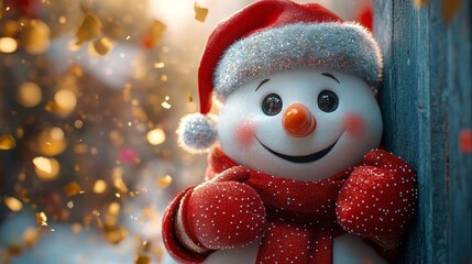 Joyful Snowman in Festive Holiday Setting. Generative AI