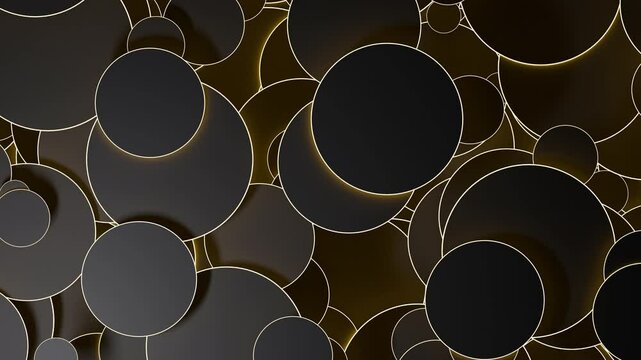 A mesmerizing abstract background featuring overlapping circles with a sleek, modern design. The interplay of dark tones and subtle lighting creates a captivating visual experience. Loop animation.