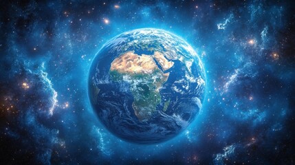 Fototapeta premium Earth from Space with a Cosmic Sunrise. Generative AI