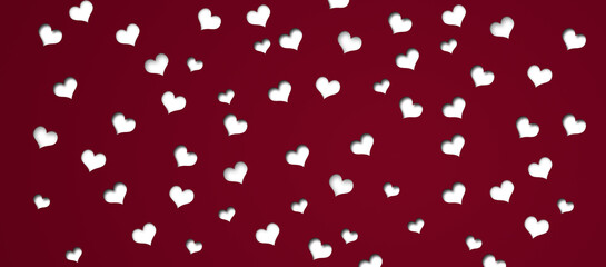 valentines cutted red hearts banner