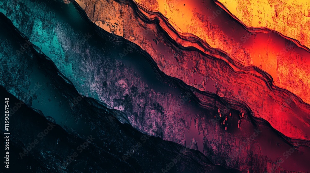 Poster Abstract art with vibrant color gradients and textured layers.
